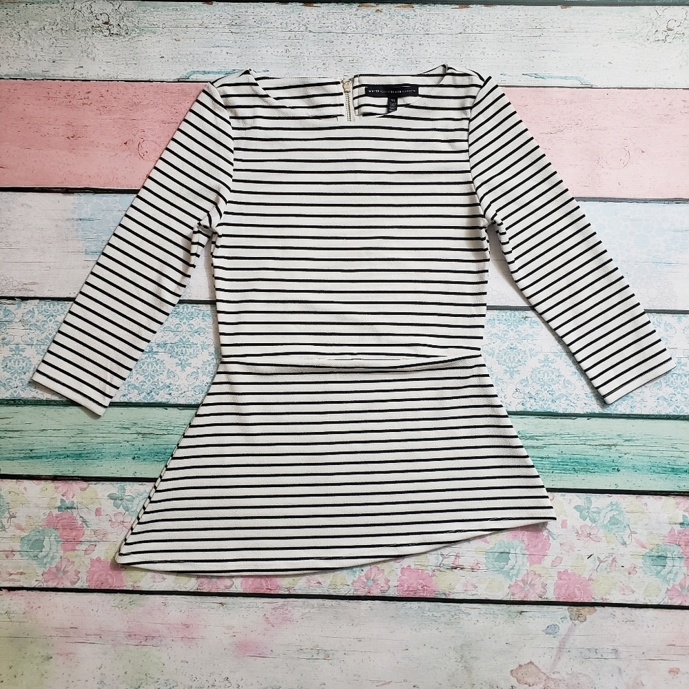 WHBM | Asymmetrical-Peplum Stripe Bodice Top | XS